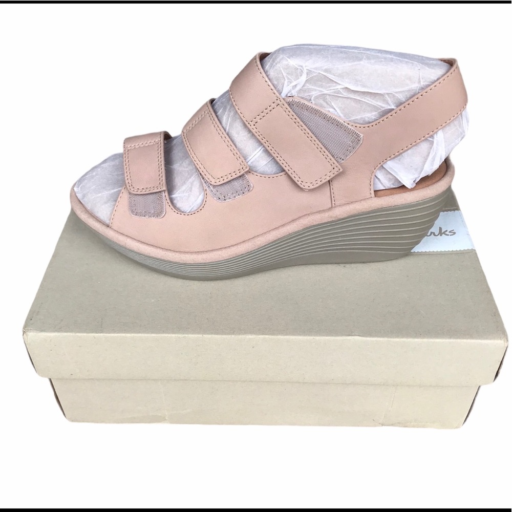 Sand Color Triple Strap Wedge Sandals Platform